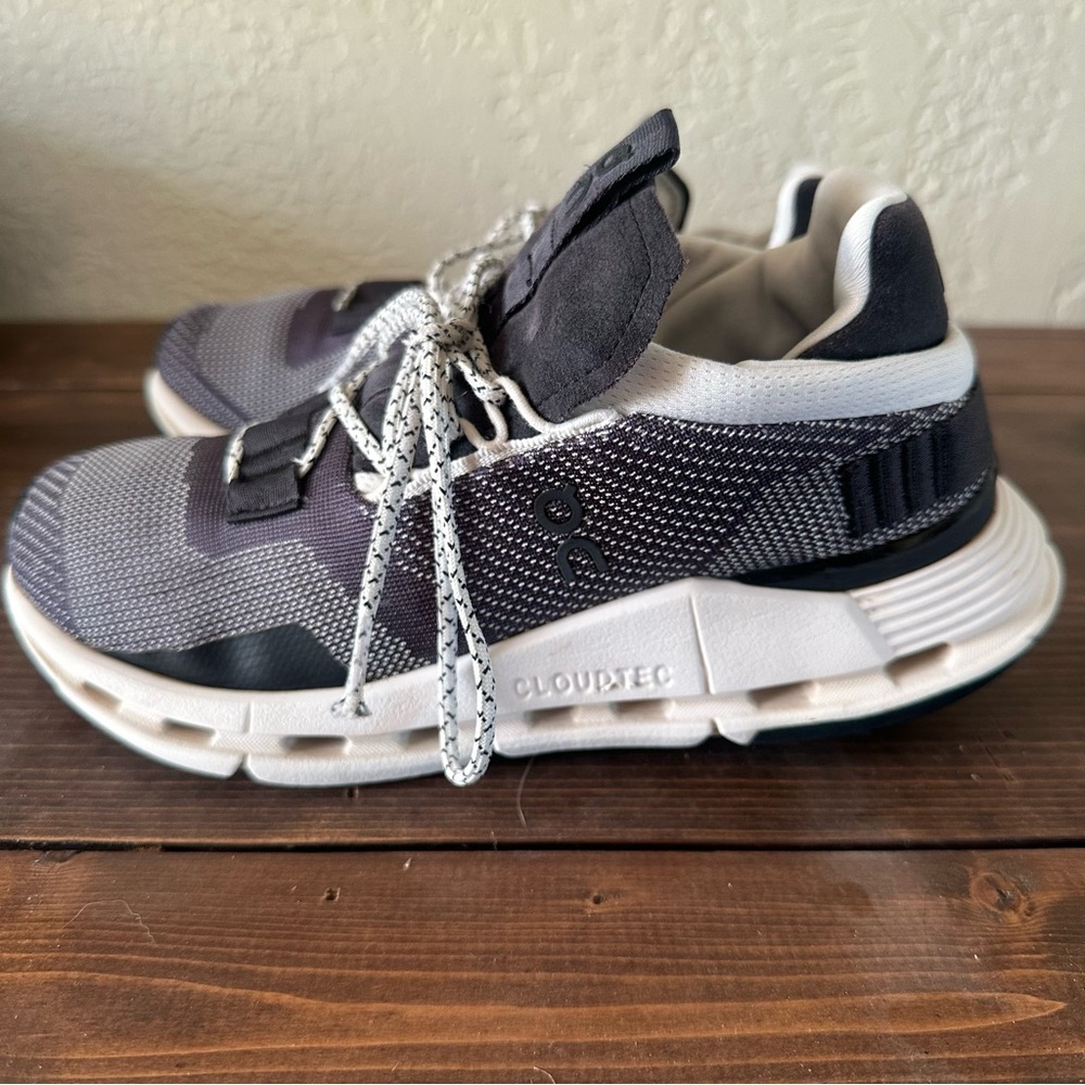 Women’s On Running Cloudnova Gray Black White Athletic Running Shoes Size 6.5